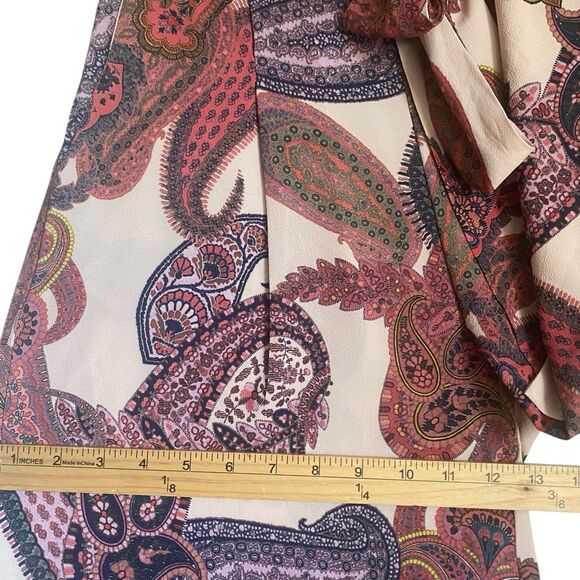 Isle Melis Kozan Wide Leg Pants Small Paisley Pink Belted Boho Coastal Resort - Picture 6 of 9